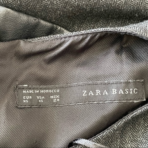 Zara Basic Sleeveless Faux Leather Peplum Herringbone Gray Career Dress Size XS - Picture 2 of 11